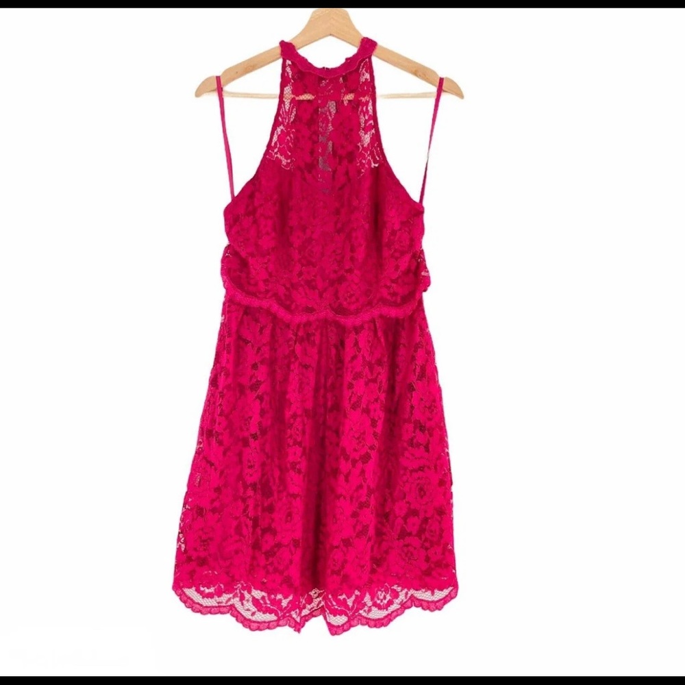 Halter pink lace free people dress